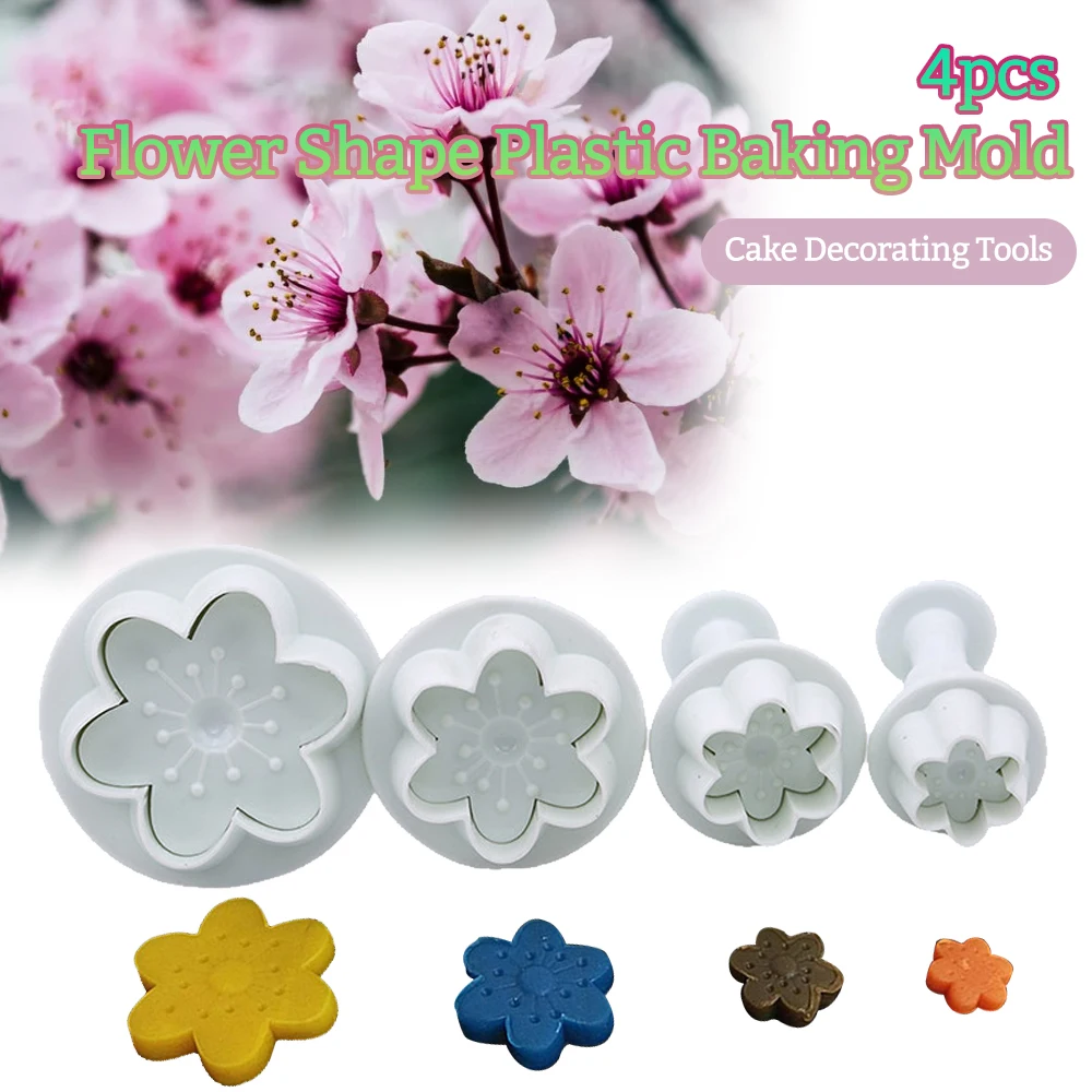 

4Pcs/Set Daisy Flower Cookie Fondant Mold Biscuit Mould Cutter Cake Cookie Decorating DIY Kitchen Baking Tool Baking Accessories