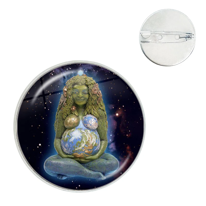 Земля Зеленый Значок Гейя тысячелетия Броши Стеклянный купол Мать Богиня
