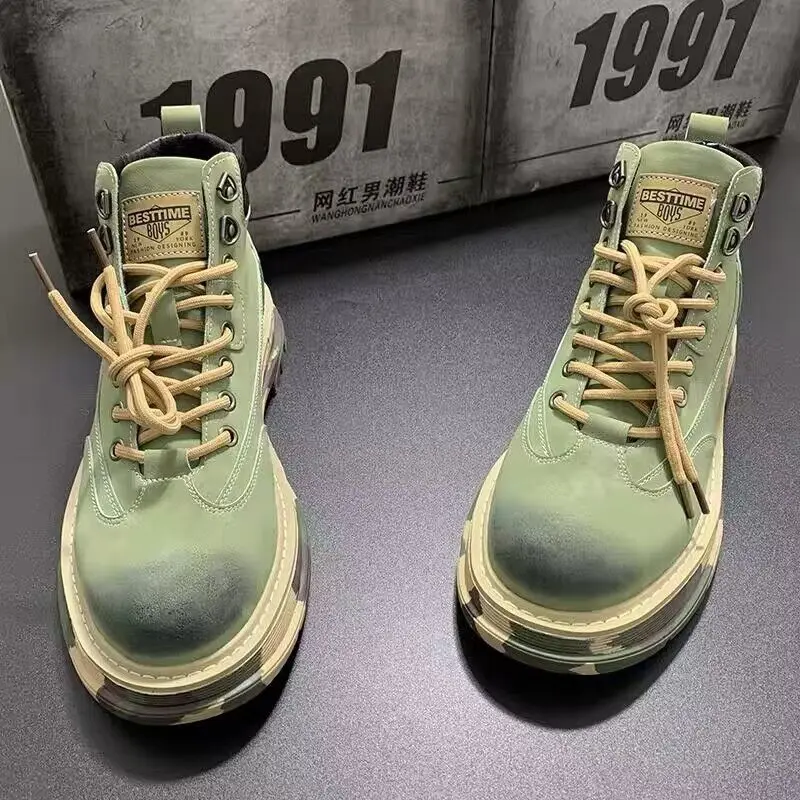 

2023 Good Quality Casual Boots Mens Anti-Slippery Work Boots For Men Comfortable Cowboy Boots Man Popular Casual Men Shoes