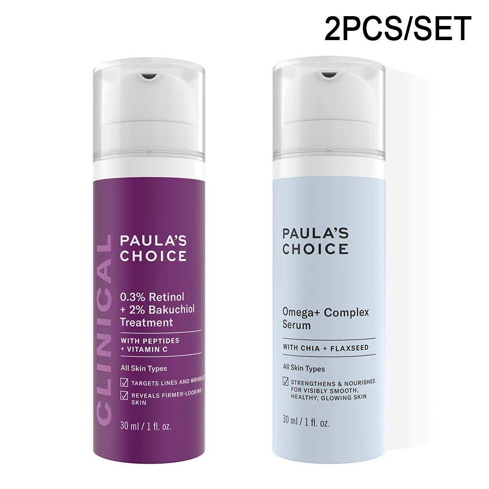 

2PCS Paula‘s Choice 0.3% Retinol +2% Bakuchiol Treatment With Peptides Vitamin C And Omega Complex Serum For All Skin Types 30ml