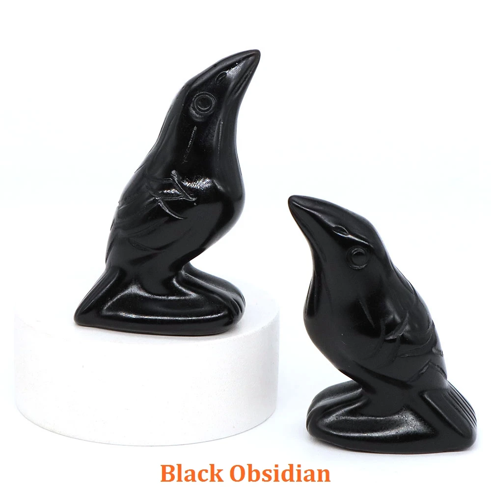 

Статуя ворона 2 дюйма, натуральный камень, обсидиан, лечебный кристалл, резная ворона, птица, фигурка на Хэллоуин, домашний декор, подарки на удачу