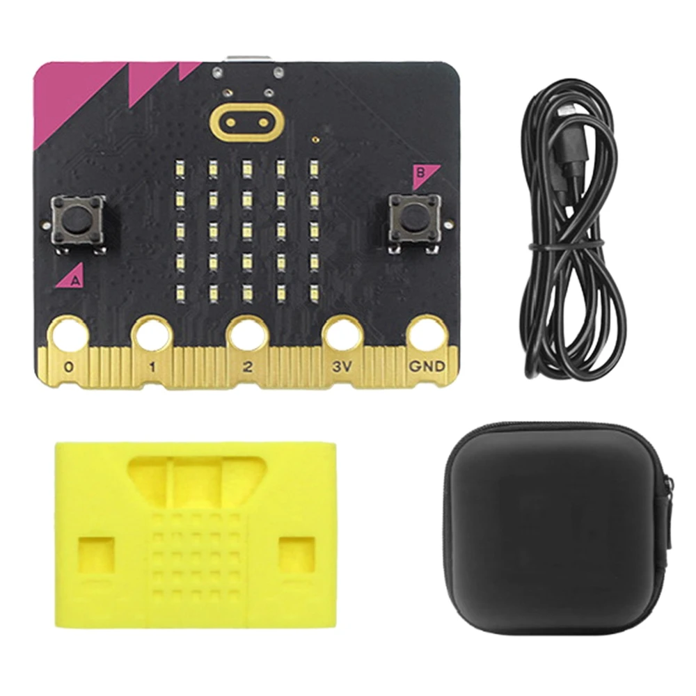 

BBC Micro:Bit V2.2 Kit Built-in Speaker Microphone Touch Programmable Development Board+Protective Case+Storage Bag