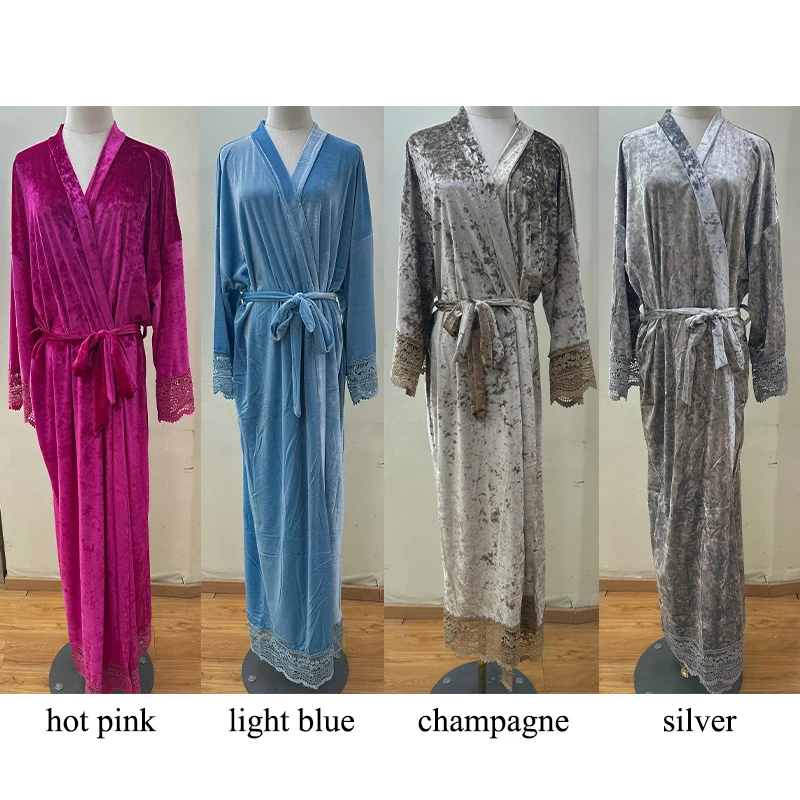 Long Velvet Robes Winter Women Sleepwear Bridesmaid Robe For Lady Bathrobes For Women Wedding Bride Robe Bride Maid Dresses