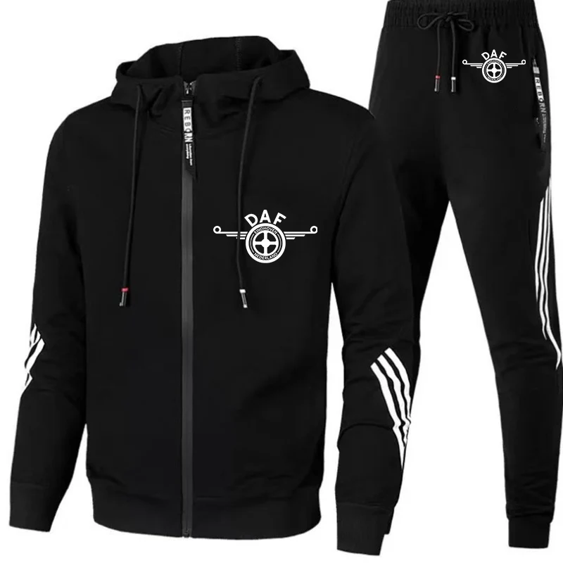 

2022 DAF TRUCKS Logo Mens Autumn Winter Sets Zipper Hoodie+pants Two Pieces Tracksuit Sportswear Gym Brand Clothing Sweat Suit
