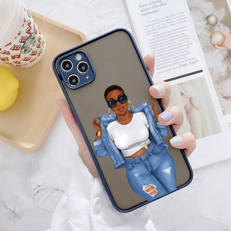

Luxury Fashion Girl Woman Case For iPhone X XR XS 13 12 11 Pro MAX Mini cowgirl Blue Covers For iPhone 7 8 Plus SE2 Hard Shells
