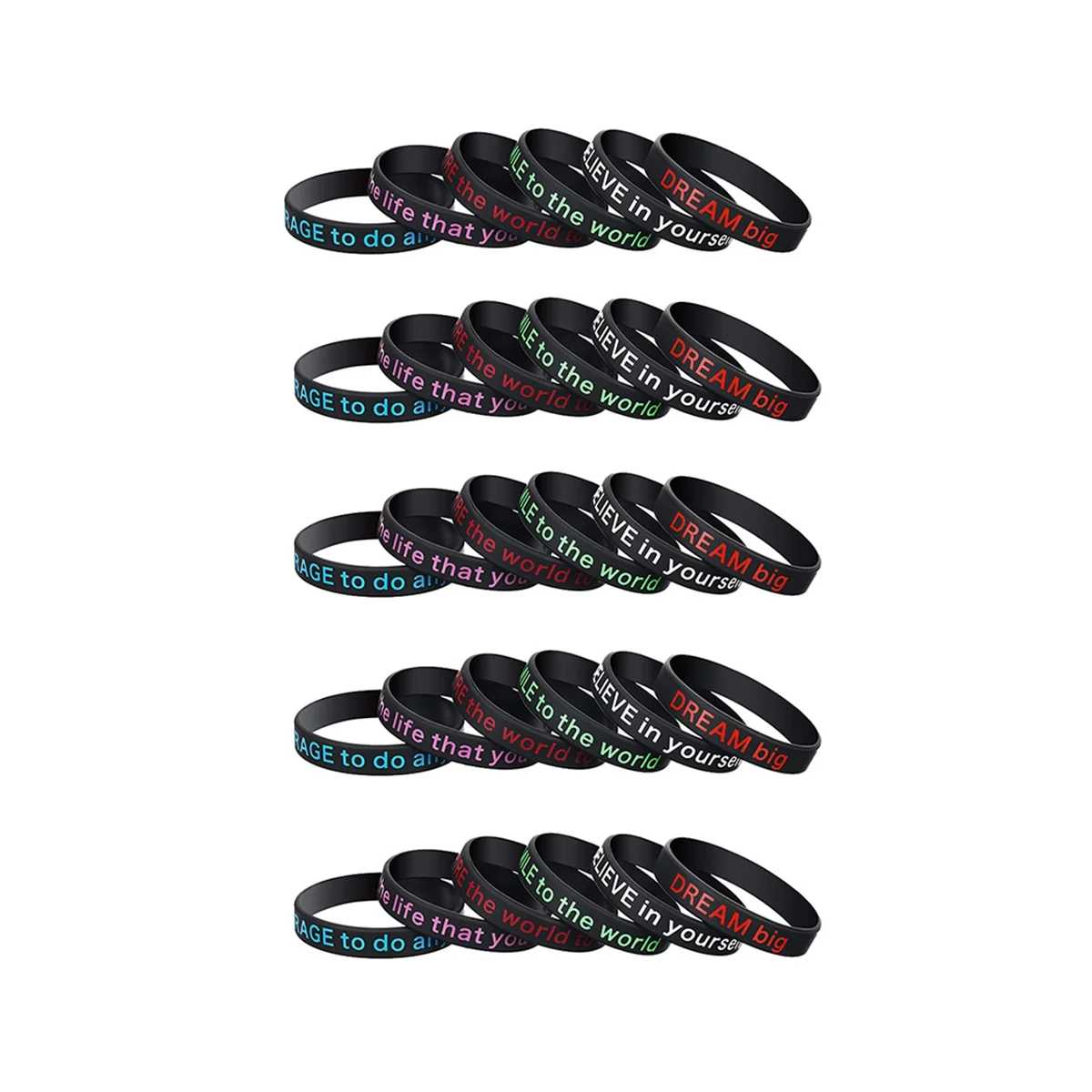

30 Pieces Motivational Bracelets Set Motivational Silicone Bracelets for Men and Women Black