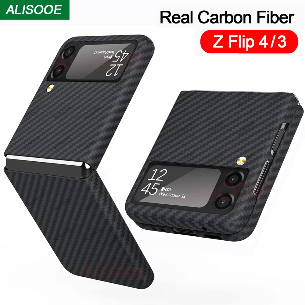

Real Carbon Fiber Case For Samsung Galaxy Z Flip 4 3 5G Case Ultra Thin Aramid Fiber Cover Capa for Samsung Z Flip3 Flip4 Fundas