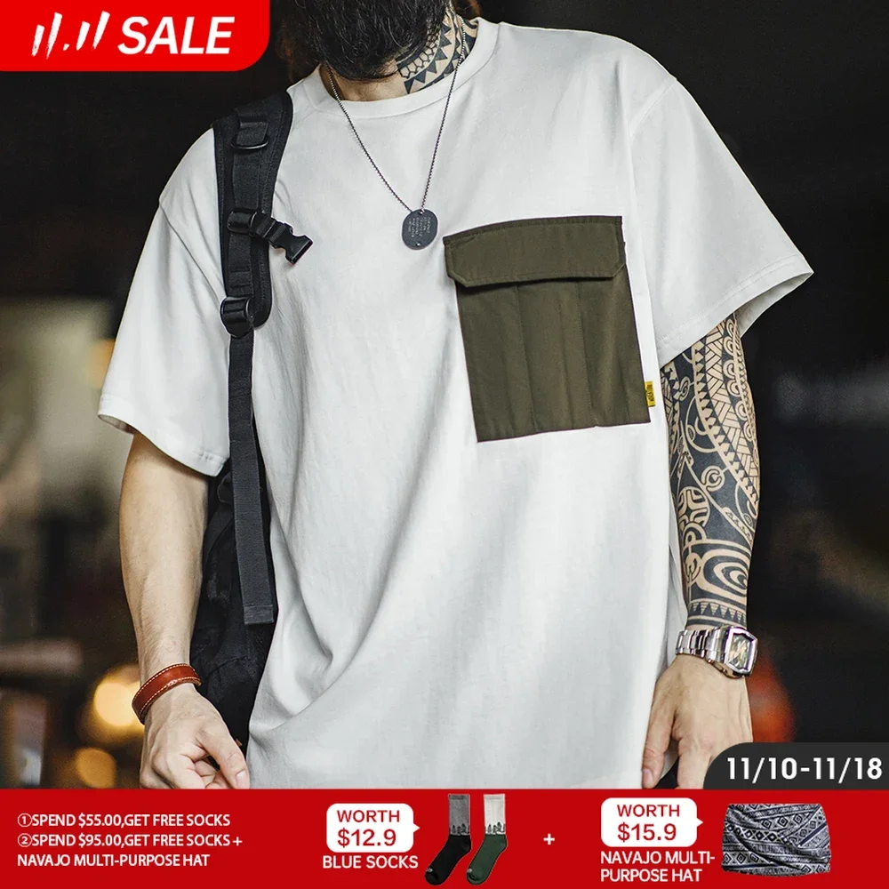 Футболка мужская с коротким рукавом и карманами в стиле ретро