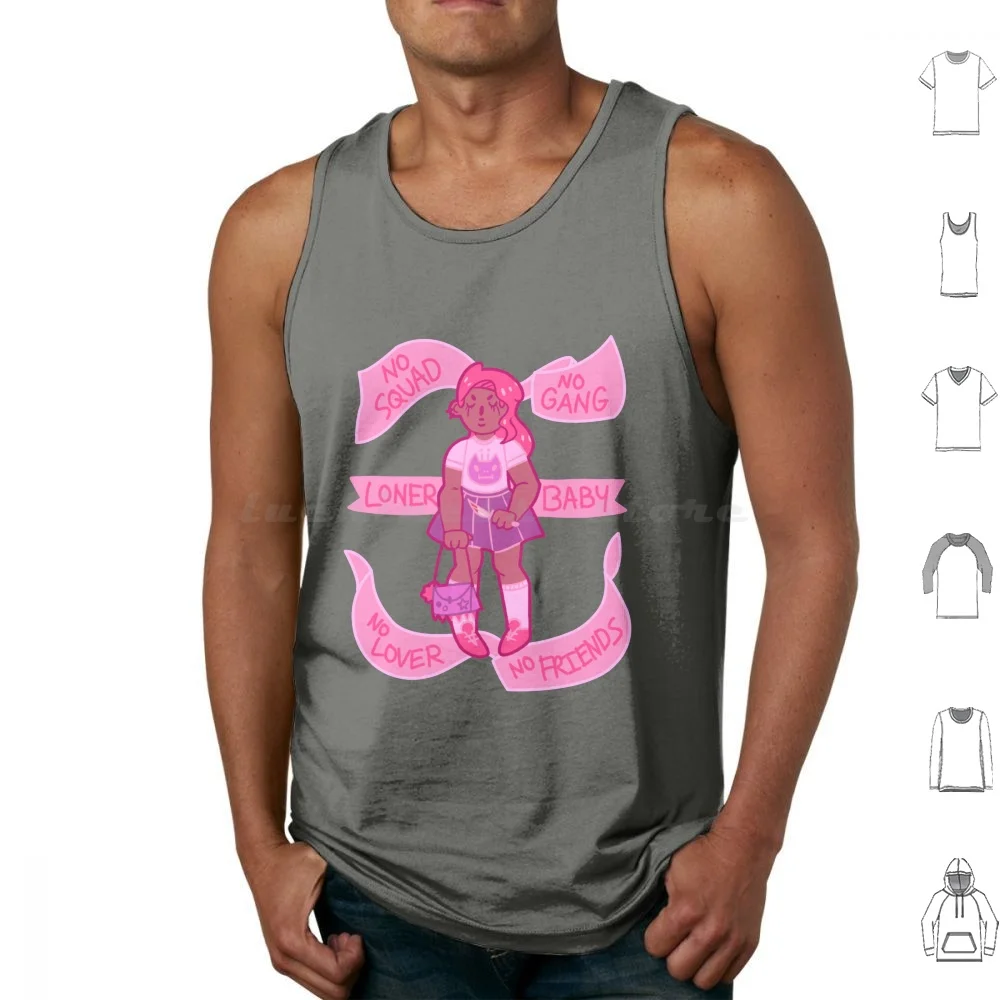 

Loner Baby Tank Tops Vest Sleeveless Sad Baby Loner Graphic Kawaii Knife Girl