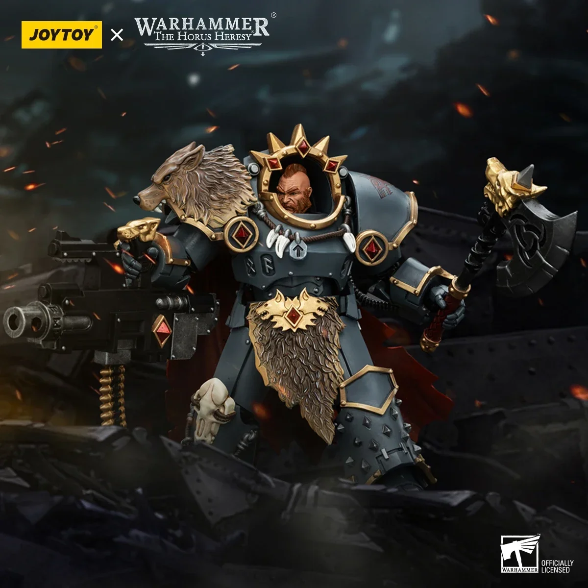 Фигурки JOYTOY 1/18 Warhammer The Horus Heresy Space Wolves Legion Praetor с мощным топором и боевым щитом