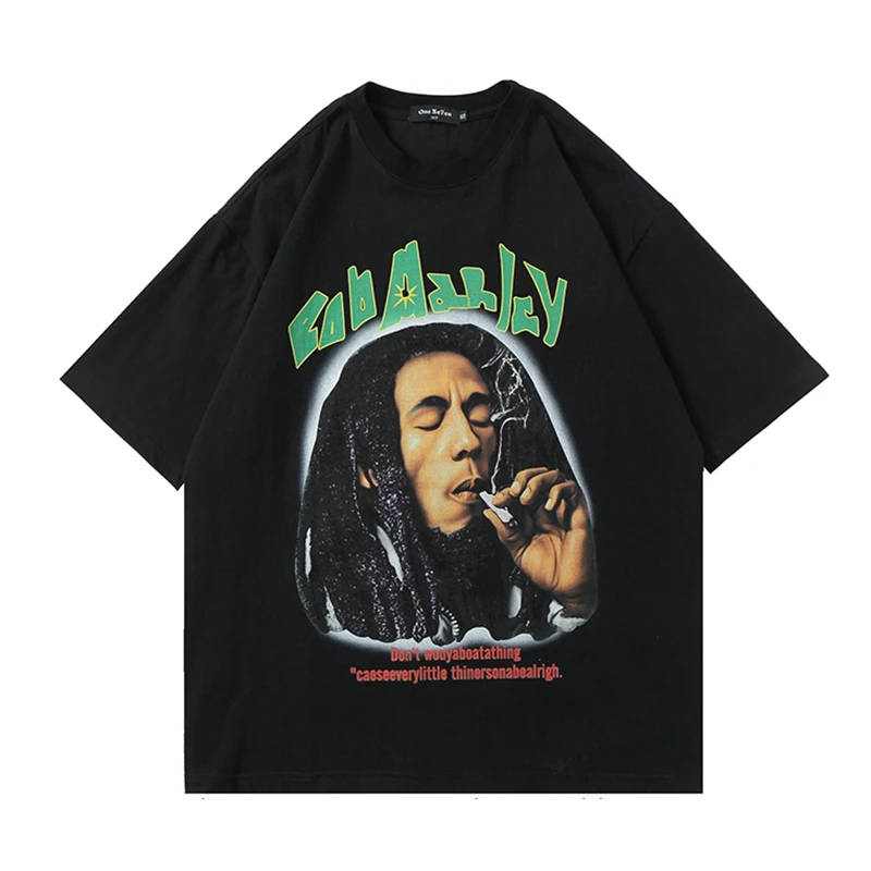 

Футболка мужская оверсайз с графическим принтом, повседневная тенниска из хлопка в стиле хип-хоп, уличная одежда с короткими рукавами, лето ...