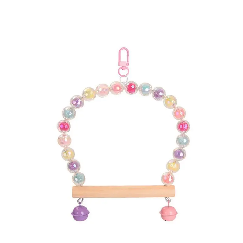 

Birds Swing Toys Ins Style Colorful Beads Decorative Handmade Parrots Daily Interaction Climbing Rings High Quality Pets Product