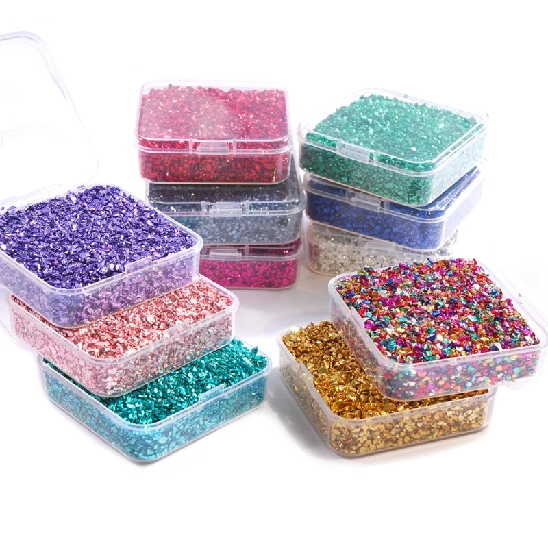

80g/Box Color Crushed Glass Stones Resin Filling For DIY Epoxy Resin Mold Irregular Crystal Nail Art Decoration Jewelry Making
