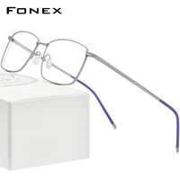 fonex pure titanium glasses frame men square prescription eyeglasses 2022 new myopia optical eyewear f85705