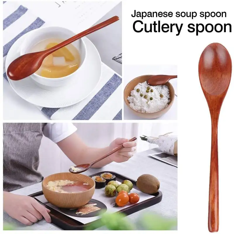 2pcs 9inch Wooden Ladle Spoon Wood Soup Long Handle Tableware Kitchen Utensil for Cooking Mixing Stirring Tea Soda Dessert |