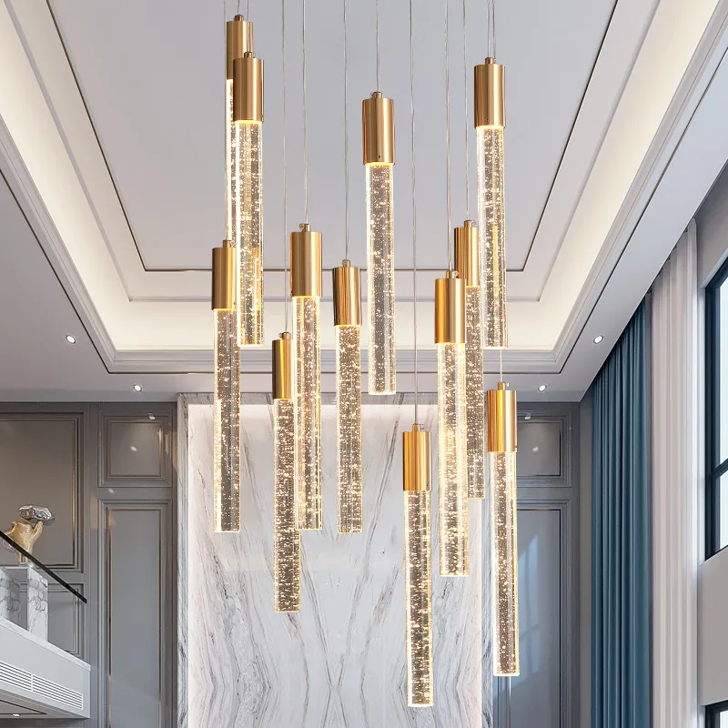 Dimming 7W 10W LED crystal long cylindrical chandelier creat