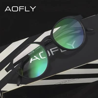 aofly ultralight flexible titanium tr90 myopia blue light glasses men round optical prescription eyeglasses frame women uv400