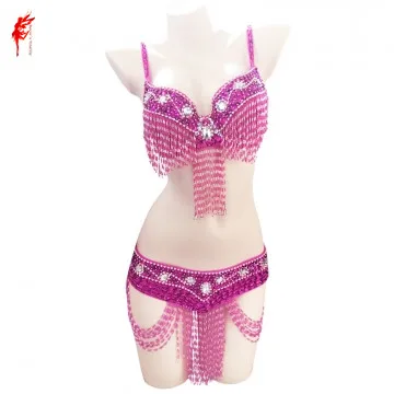 

Оптовая 10 цветов танец живота кисточкой бюстгальтер костюм сексуальный кисточкой бисер бюстгальтер и пояс для женщин танец живота производительность одежды комплект