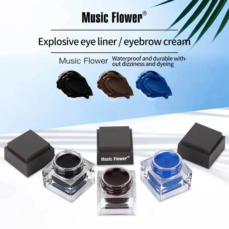 

3-color Eyeliner Eyebrow Cream + 2 Eyebrow Brush Set Waterproof Lasting Makeup-free No Smudge Coating Eye Liner Eyes Makeup