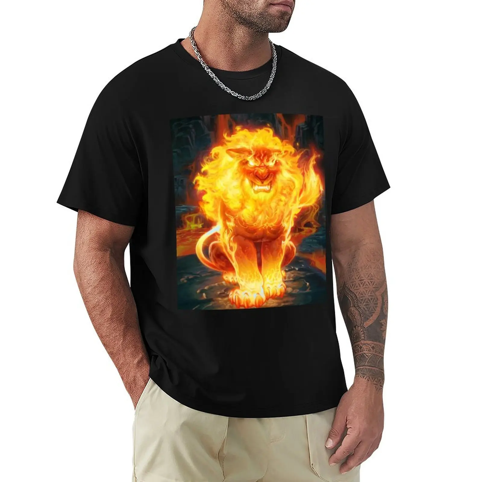 Футболка Fire Lion Magic Art милые топы футболка на заказ мужская 100 ℅ хлопок