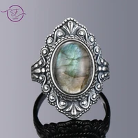 vintage oval natural labradorite rings for women silver ring jewelry finger ring gemstone rings party gift