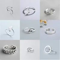 bowknot flower elegant thin small silver color adjustable ring for women fashion antique jewelry gift