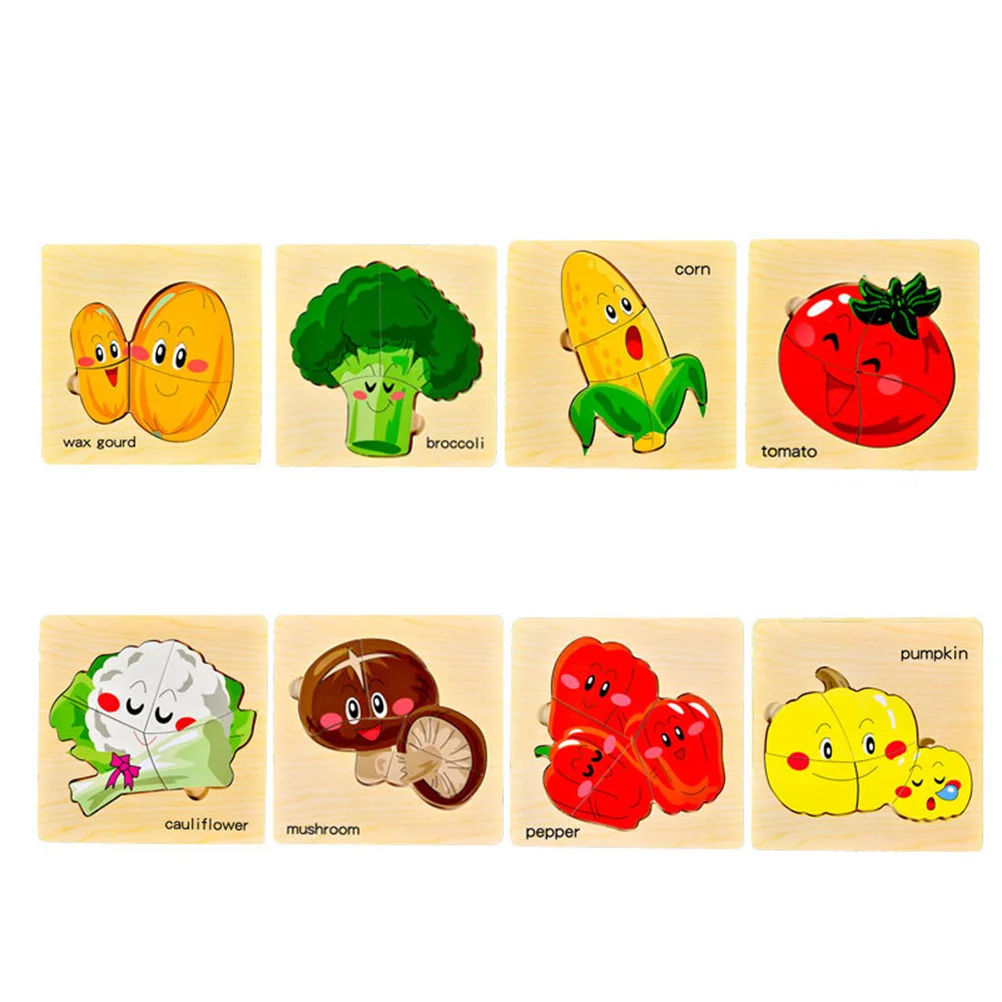 

8pcs Vegetables Puzzle Kids Vegetables Wooden Puzzles Toys Matching Learning Jigsaw for Easy Learning Toys Montessori Gift
