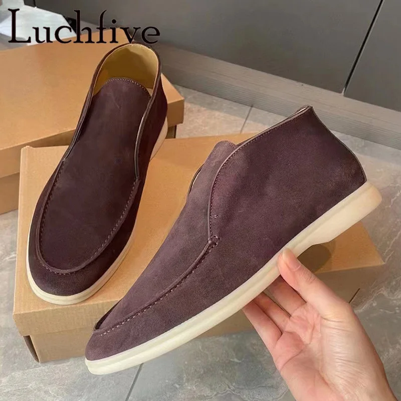 Лоферы женские замшевые с круглым носком брендовые дизайнерские лоферы плоская