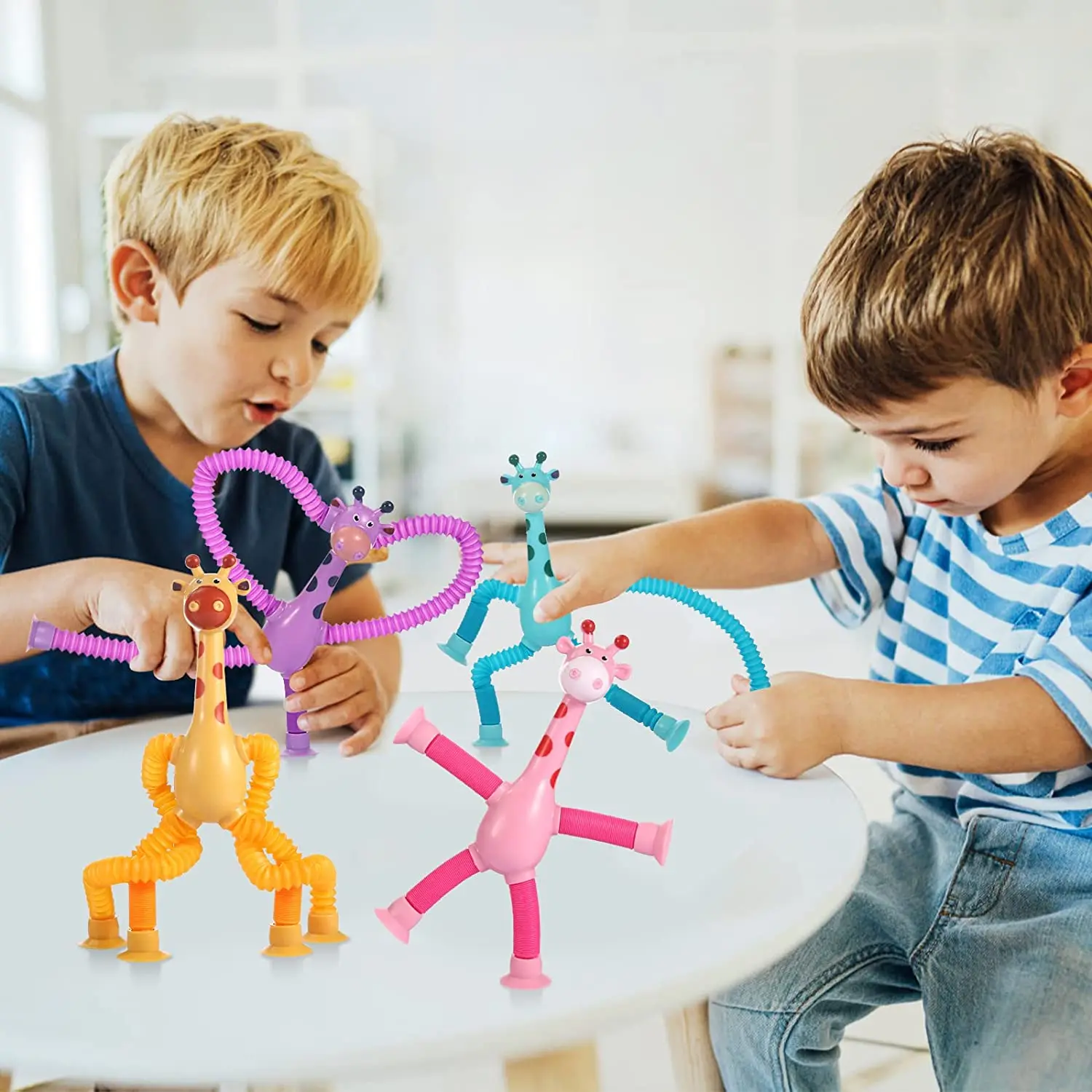 4 Pcs Telescopic Suction Cup Giraffe Toy Cartoon Puzzle Suction Cup Parent-Child Interactive Decompression Toy Stress Relief enlarge