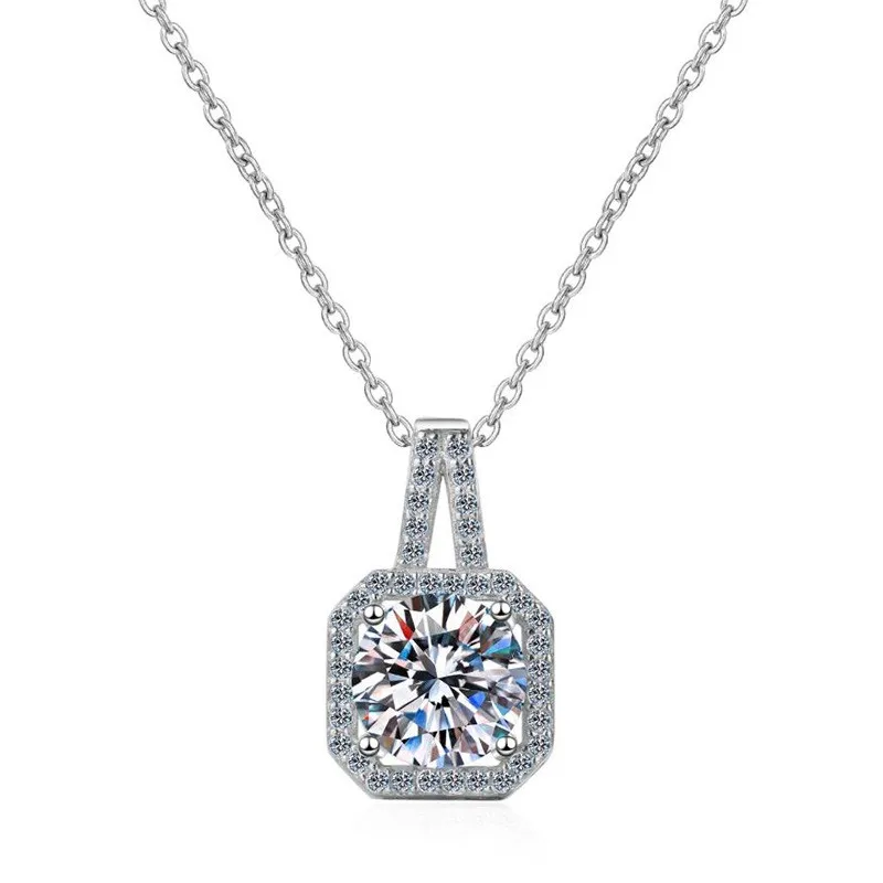 wz009 Lefei Fashion Diamond-set Luxury Classic Moissanite Princess Square Necklace Women Real s925 Sterling Silver Party Jewelry