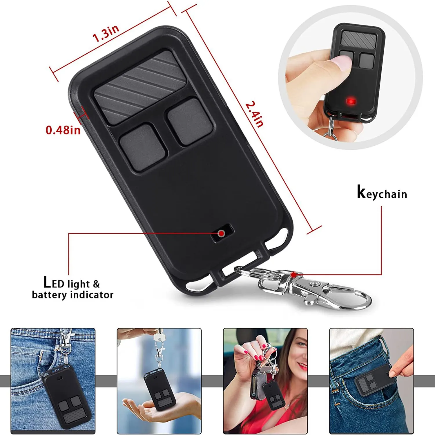 

3Pcs 893Max Universal Garage Door Remote Compatible with Chamberlain Liftmaster Garage Door Opener Remote with Key Chain