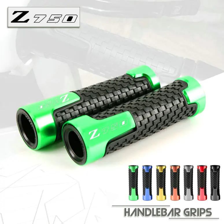 

7/8"22mm Motorcycle Accessories Universal CNC Aluminum+Rubber Handle Grips for Kawasaki Z750 Z750R Z750S