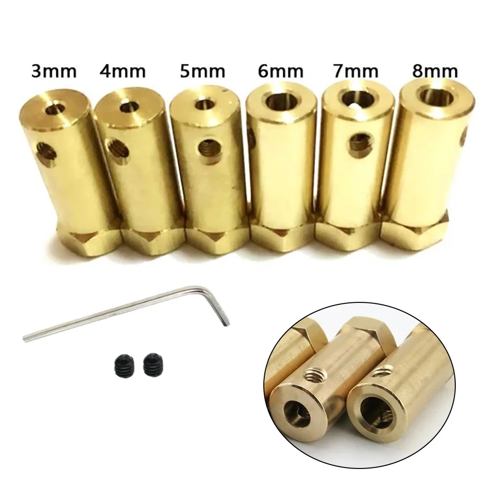 

3/4/5/6/7/8mm M4 Screw Spanner Coupler Extended Copper Rigid Hexagon Coupling Motor Shaft Connector Sleeve Smart Car Brass