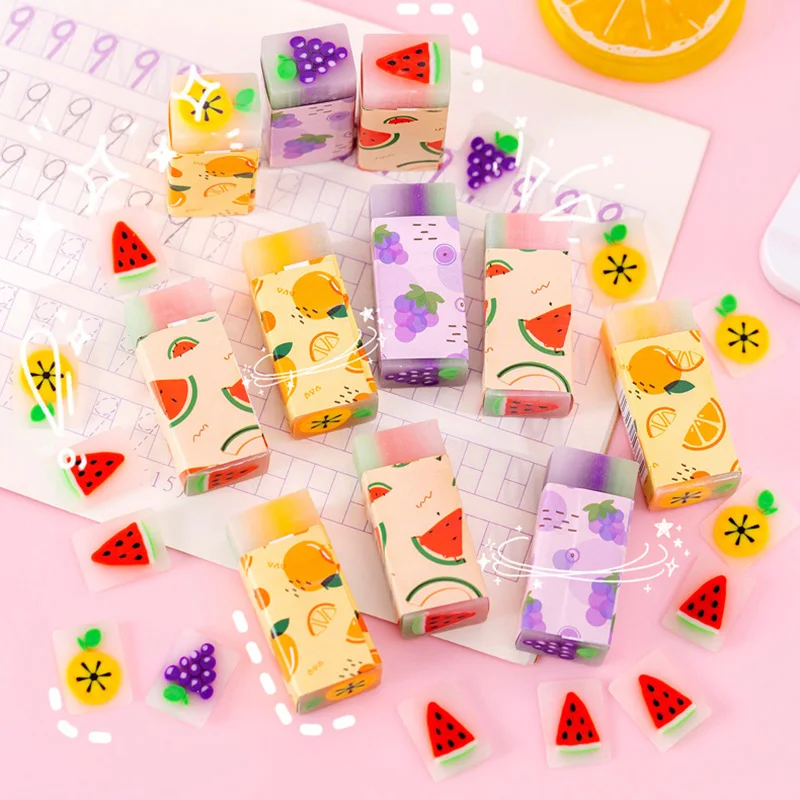 

Translucent Fruit Eraser with Fragrance Cute School Rubbers Lovely Animal Eraser Kawaii Stationery Cute Desk Accessories