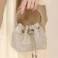 diamonds tassel evening bag women drawstring chain shiny crystal bucket clutch messenger bags bridal wedding party brand handbag