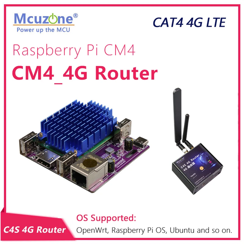C4S 4G Router, based on Raspberry Pi CM4 module, Openwrt Soft Router Ubuntu Wifi