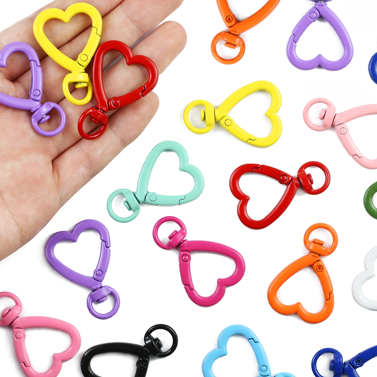 

2~10pcs Heart Pendant Lobster Clasps Snap Hooks Key Chain Dolls/Label Connector Zinc Alloy For Jewelry Making DIY Accessories