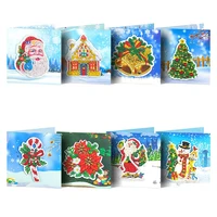 8pcs 5D DIY Diamond Painting Kit Christmas Greeting Cards Santa Tree Postcards Special Shaped Diamond Embroidery Art Crafts Gift