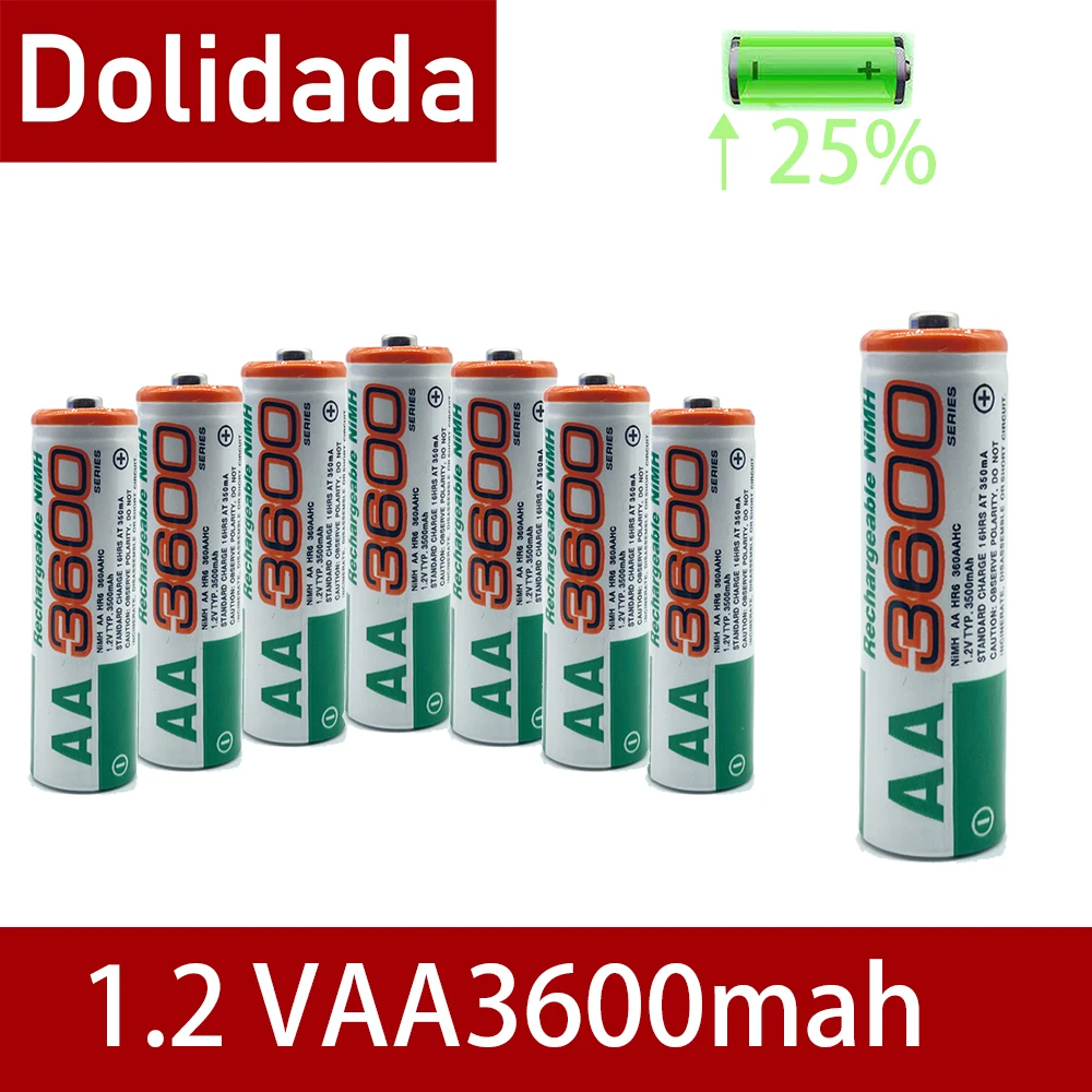 

4pcs Dolidada 100% New AA Battery 3600 MAh Rechargeable Battery, 1.2 V Ni-MH AA Battery, Suitable for Clocks, Mice, Computers