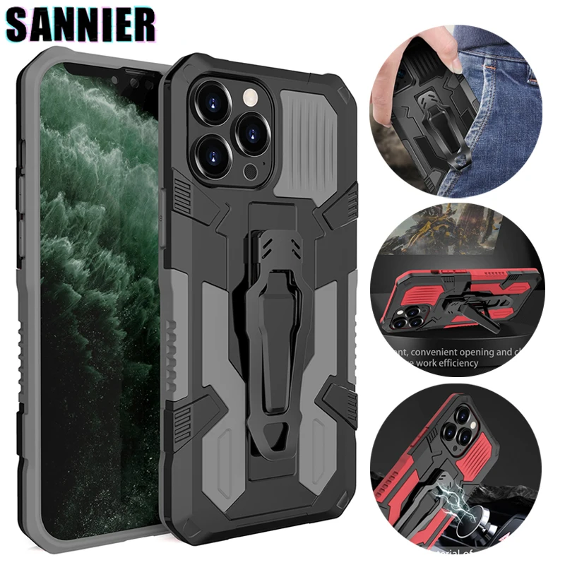 

Military Shockproof Back Clip Case For iPhone 13 12 11 Pro Max Mini Car Holder Armor Cover For iPhone XS Max X XR SE 6 7 8 Plus