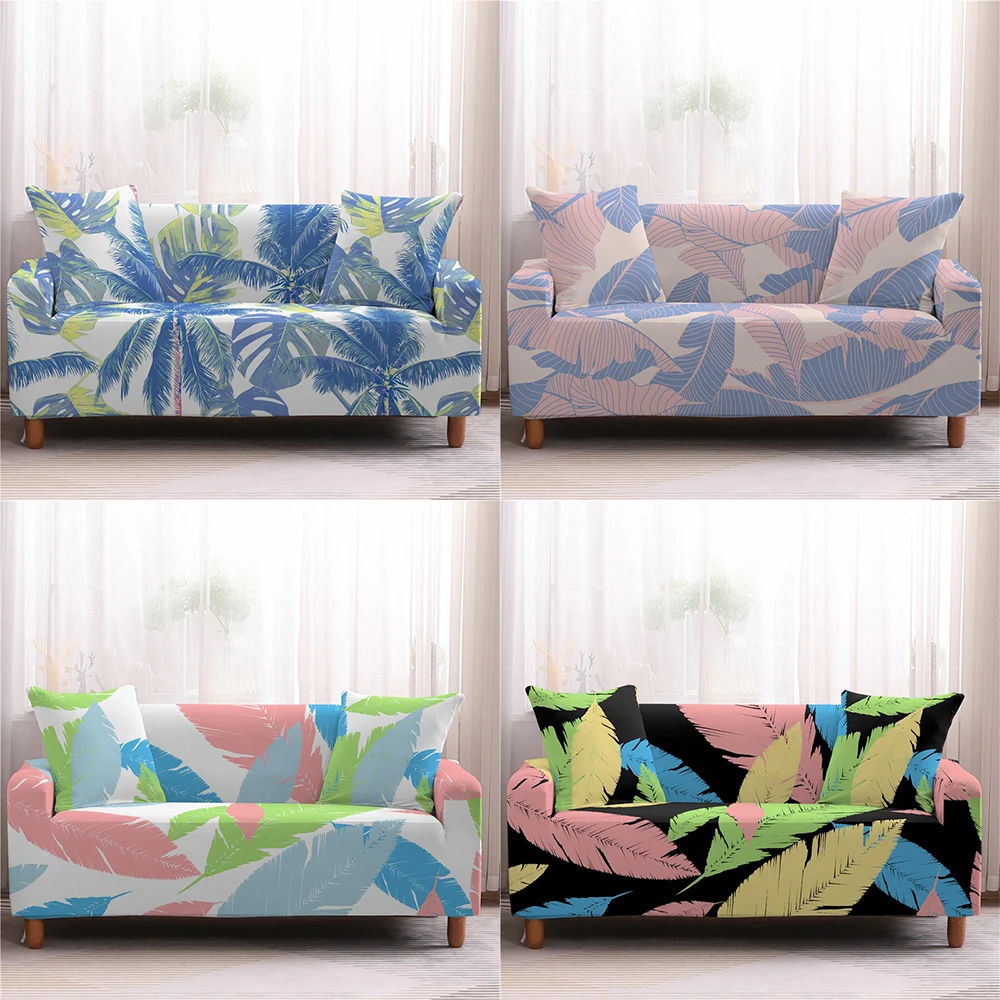 

Simple Style Home Decor Sofa Cover Feather Print Sofa Covers for Living Room Sectional Sofa Cushion Cover Dustproof Slipcover