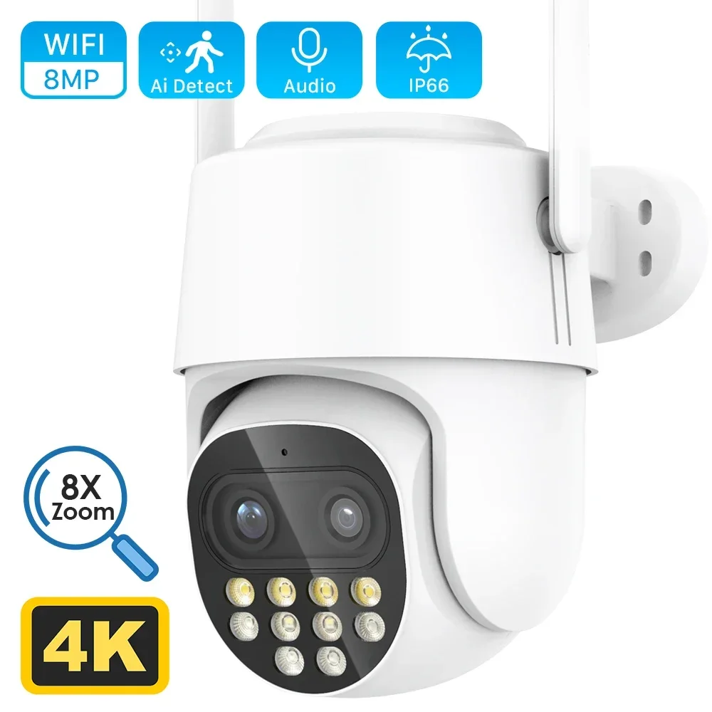 

IP-камера наружная, 8 Мп, PTZ, Wi-Fi, с двойным объективом