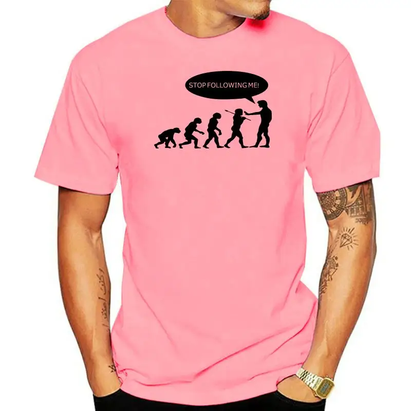 

Evolution T Shirt Stop Following Me Caveman 2022 New Summer Raglan Sleeve Cotton Band Clothing Wholesale Tshirt Plain Men Shirts