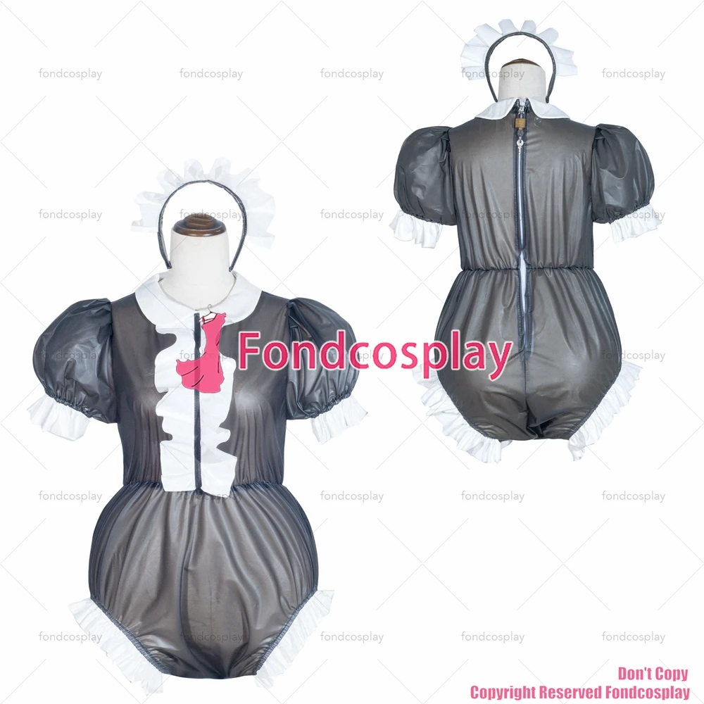 

tailor-made dressing cross maid sissy black clear pvc romper lockable jumpsuits panties peter pan collar tv/cd[g4058]