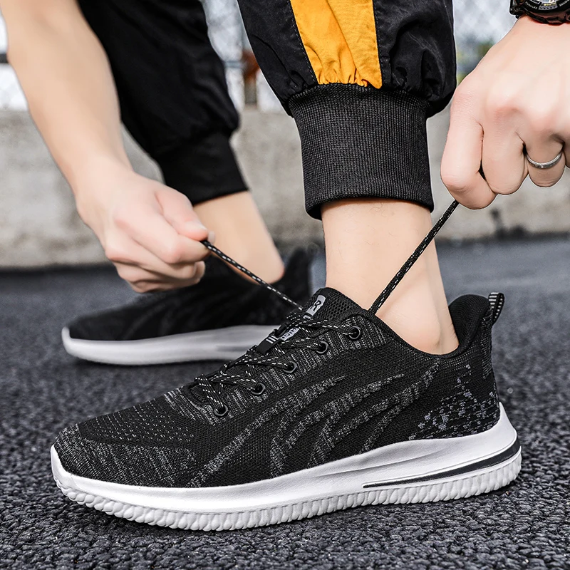 Mens Running Shoes Breathable Comfortable Sneakers Men Tennis Trainers Lightweight Casual Sports Shoes Male Lace-up Anti-slip