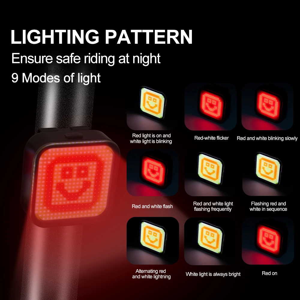 Задние фонари для велосипеда 9 режимов USB-зарядка
