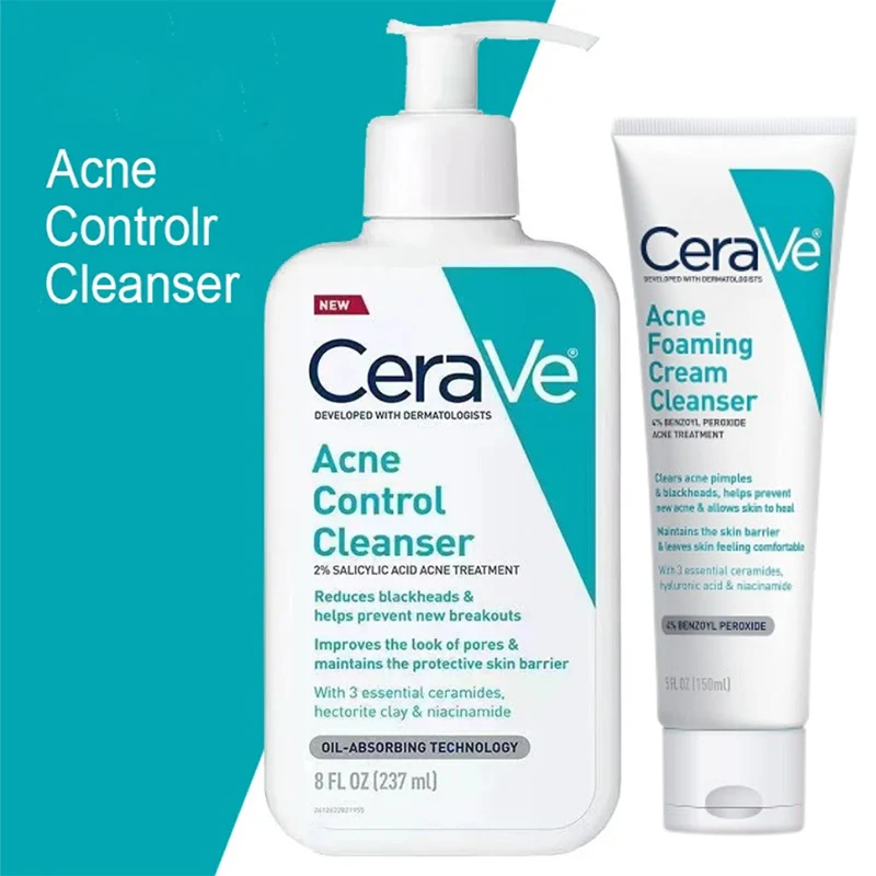 

2pcs Cerave Acne Control Face Cleanser 2% Salicylic Acid Remove Acne Oil Control Moisturising Facial Washer Skin Face Care 237ml