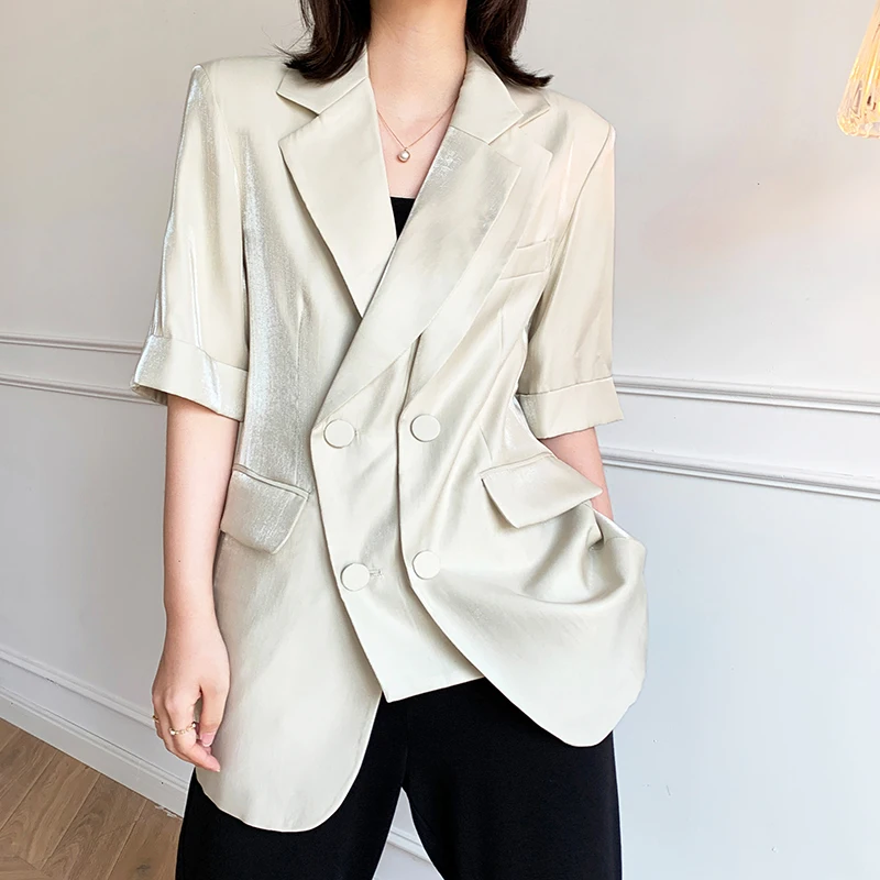 Женский Атласный Костюм из ацетата тонкая драпировочная бежевая Солнцезащитная