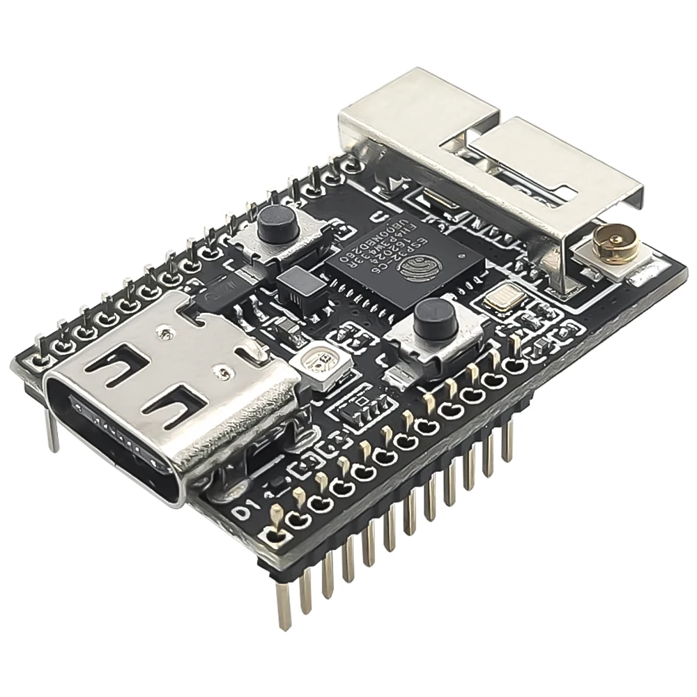 Фото Wifi6 ESP32 C6 разрядная плата Женская 32-разрядная флэш-память N4 BT Wifi модуль с кварцевым генератором RGB флэш-память 4 Мб USB Type-C №1