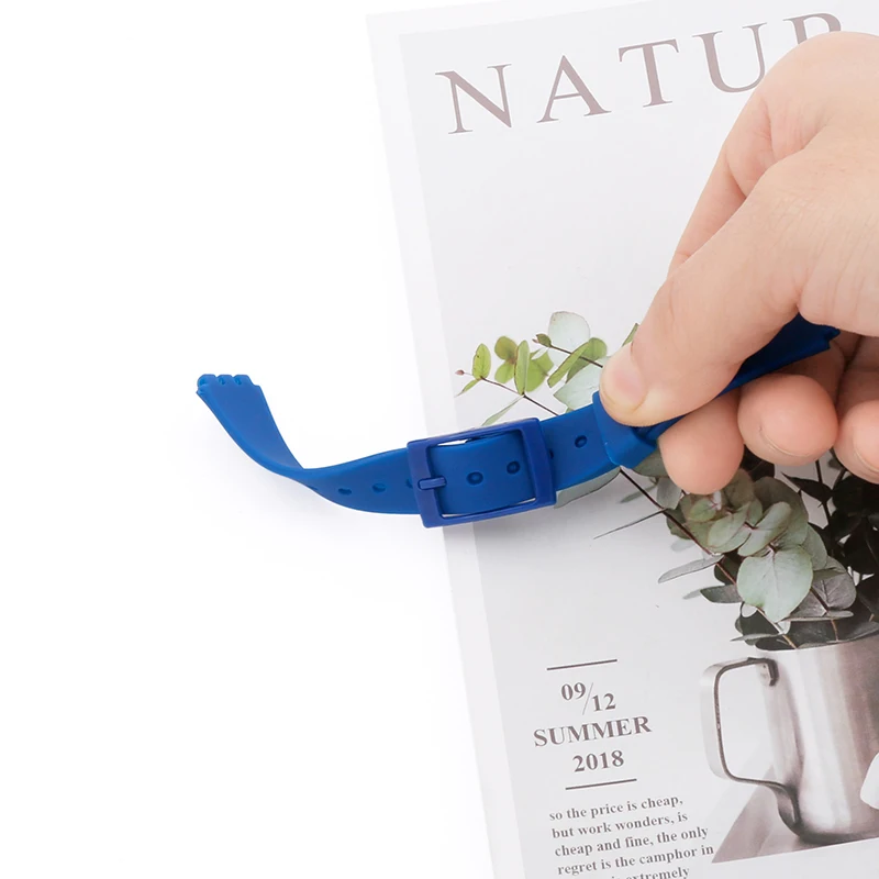 Silicone strap suitable for swatch 12mm short color children's women's strap needle buckle watch accessories